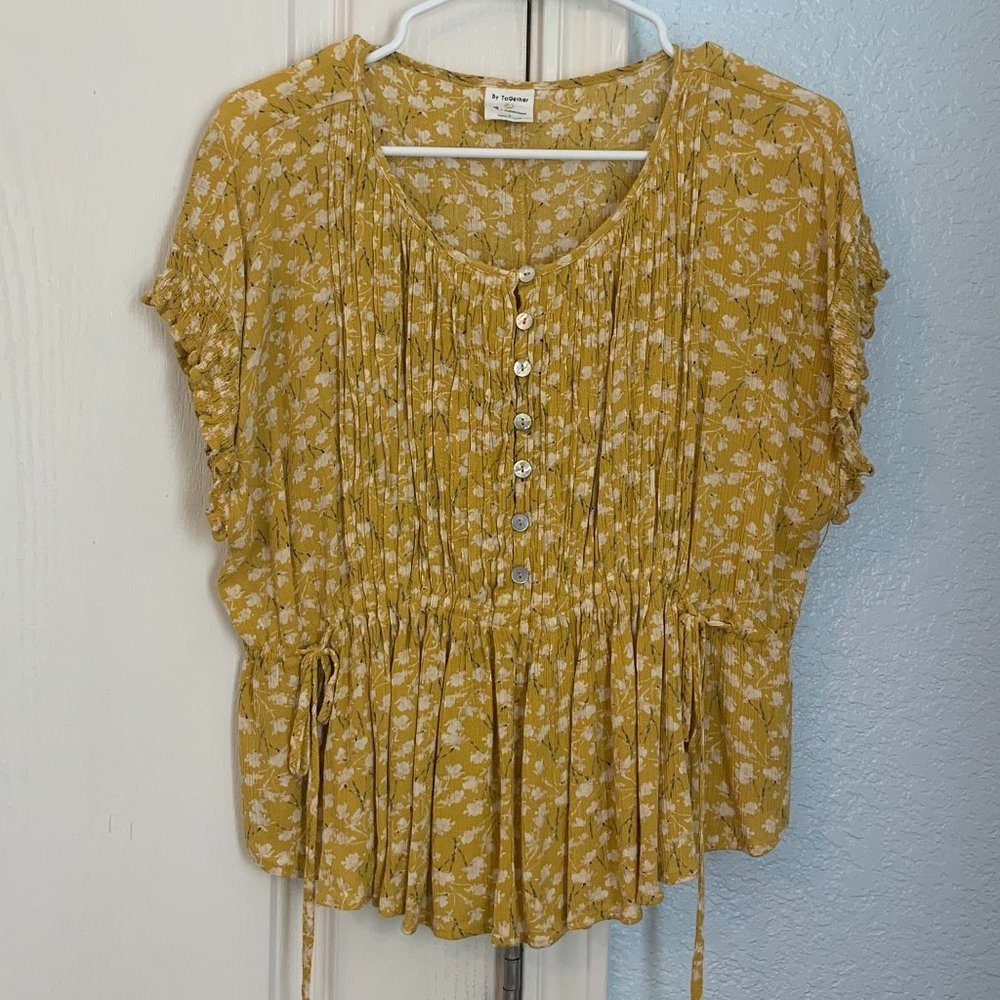 Yellow Floral Tie Top